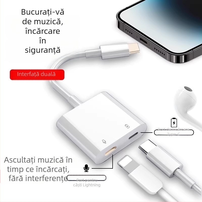 Adaptor pentru căști, model 15, compatibil cu seria Apple 15