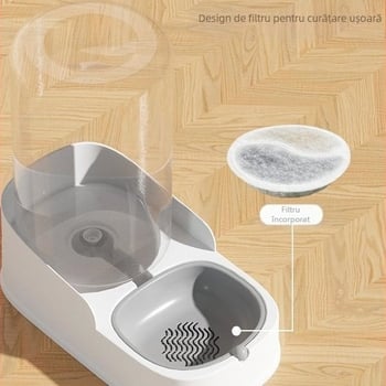 Dispenser de apă pentru pisici și alimentator automat pentru animale de companie, bol cu apă curgătoare, fără electricitate
