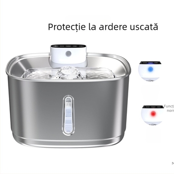 Dispenser de apă din oțel inoxidabil pentru pisici, dispozitiv inteligent cu circuit de apă automat, fără fir, potrivit pentru animale de talie medie până la mare