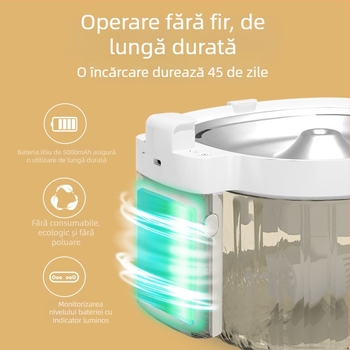 Dispenser de apă pentru animale de companie, 1.5S, element de filtrare cu piatră Maifan și filtru din cărbune activ