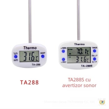 Termometru pentru alimente, sondă de tip ac, rezoluție 0.1°C, pentru bucătărie și grătar
