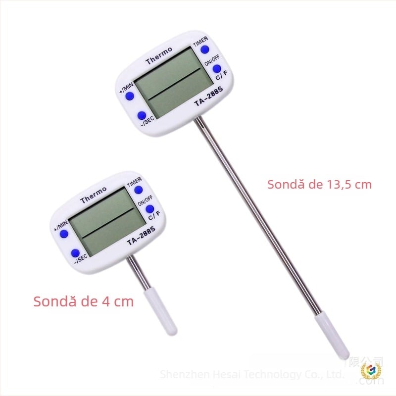 Termometru pentru alimente, sondă de tip ac, rezoluție 0.1°C, pentru bucătărie și grătar