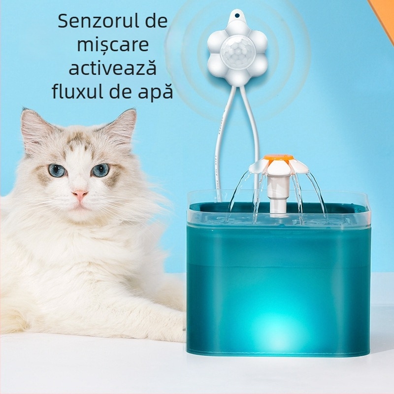 Dispenser de apă pentru animale de companie cu senzor infraroșu inteligent și întrerupător de detecție a mișcării, model GYQ-51, plastic