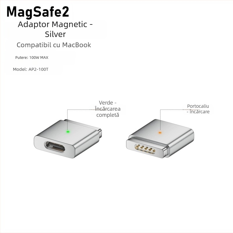 Emmons adaptor magnetic Type-C către MagSafe 3/2 pentru MacBook Pro/Air, C feminin la MagSafe3