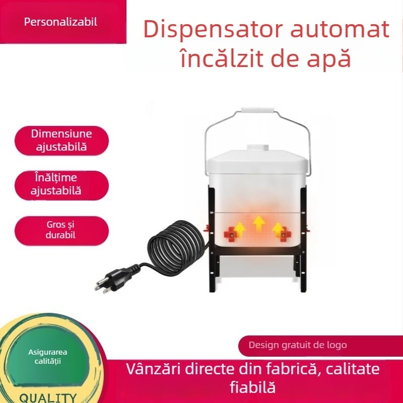 Adăpător pentru păsări cu încălzire de iarnă, înălțime reglabilă, încălzitor automat și sistem anti-îngheț pentru alimentarea cu apă, potrivit pentru coteț.