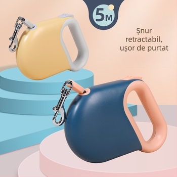 Lesă de câine retractabilă — material ABS, pentru plimbări în aer liber