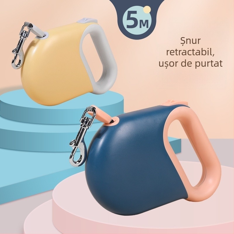 Lesă de câine retractabilă — material ABS, pentru plimbări în aer liber