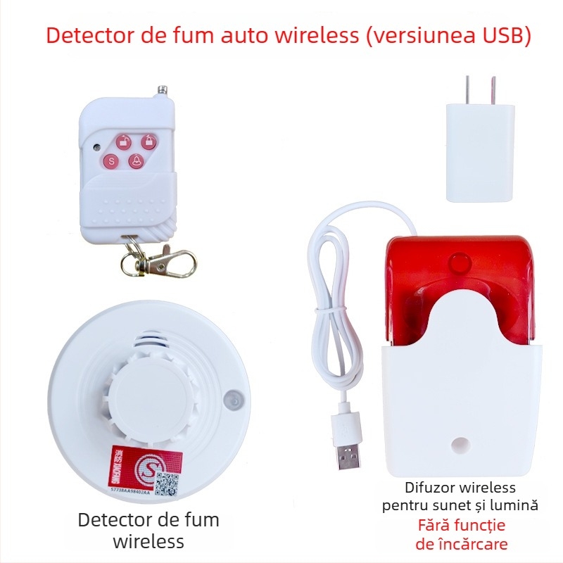Detector de fum pentru camioane RA-103WX, 5V, detecție 360°, wireless, rază 50 m