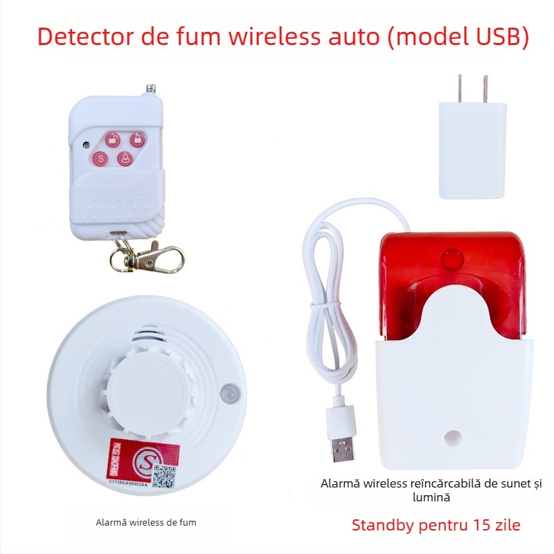 Detector de fum pentru camioane RA-103WX, 5V, detecție 360°, wireless, rază 50 m