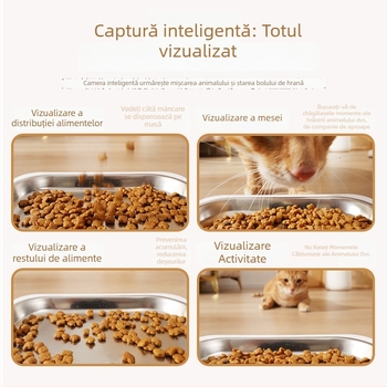 Hranitor automat pentru animale de companie (câini și pisici), control prin aplicație, recipient detașabil pentru hrană, greutate 2 kg, monitorizare audio și video, model MV24005