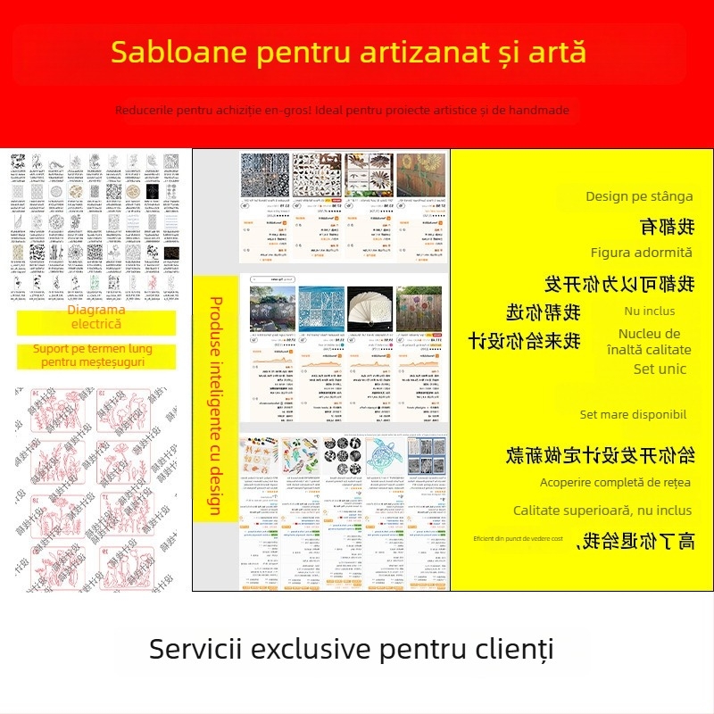 Yehuo Șablon de desen cu flori sălbatice — șablon de pictură reutilizabil, PET, impermeabil și lavabil (AM-KJ114-18)