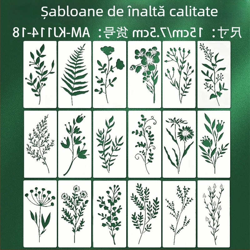 Yehuo Șablon de desen cu flori sălbatice — șablon de pictură reutilizabil, PET, impermeabil și lavabil (AM-KJ114-18)