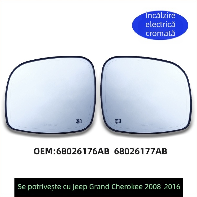 Accesoriu oglindă retrovizoare pentru Jeep Grand Jielong 2008-2016, oglindă sferică, 12V, oglindă cromată, modele 68026176AB/68026177AB