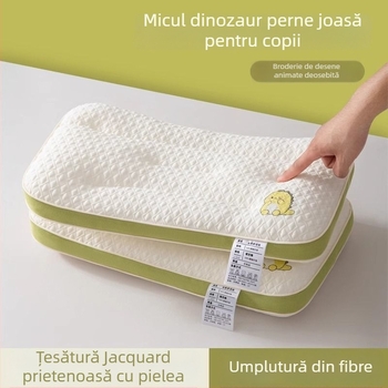 Perne de dormit pentru copii, cu suport pentru gât, dreptunghiulară, umplutură fibre poliester, husă din țesătură sintetică