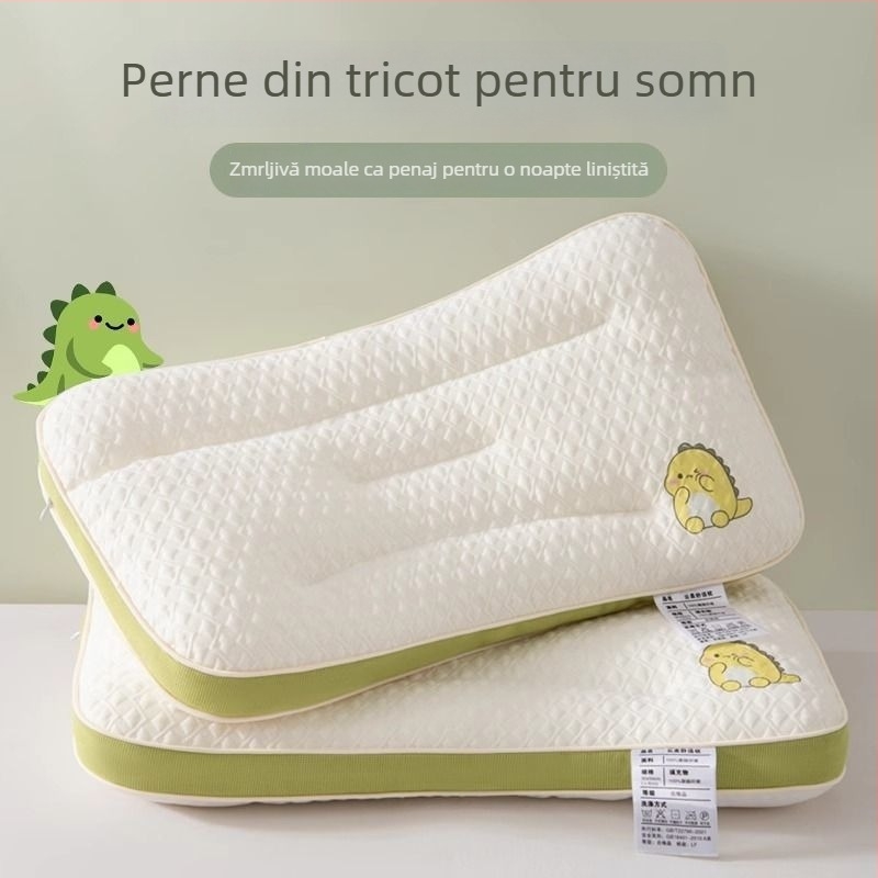 Perne de dormit pentru copii, cu suport pentru gât, dreptunghiulară, umplutură fibre poliester, husă din țesătură sintetică