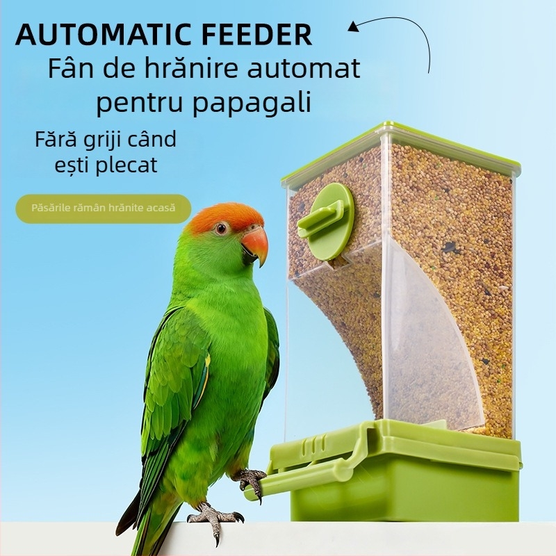 Cutie automată de hrănire pentru papagali cu sistem anti-vărsare, suspendată, din plastic, origine Zhejiang, 80 buc., pentru acvariu