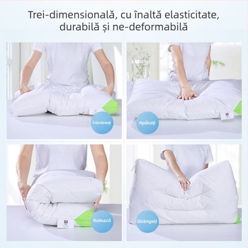 Pernă pentru copii, formă dreptunghiulară, înălțime 1–5 cm, greutate 0.55–1.0 kg, umplutură fibră poliester (100%), țesătură 100% bumbac