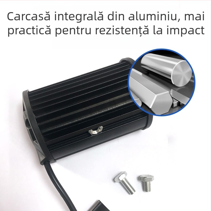 Lumină de lucru LED pentru autovehicule, două rânduri de fascicule, LED cu trei lentile și cupă reflector, Model H33, 73W, 9–24V DC, 6000K, 6000 lm, aliaj de aluminiu