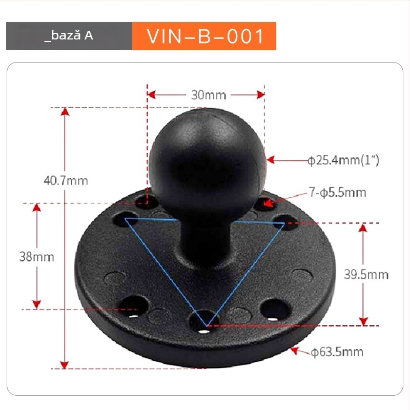RAM bază cu cap sferic pentru suport sonar, braț de legătură pentru echipament greu și extindere a cabinei vehiculului de construcție (Nr articol F775T6S7SS6MMT, Model VIN)