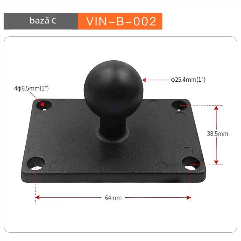 RAM bază cu cap sferic pentru suport sonar, braț de legătură pentru echipament greu și extindere a cabinei vehiculului de construcție (Nr articol F775T6S7SS6MMT, Model VIN)