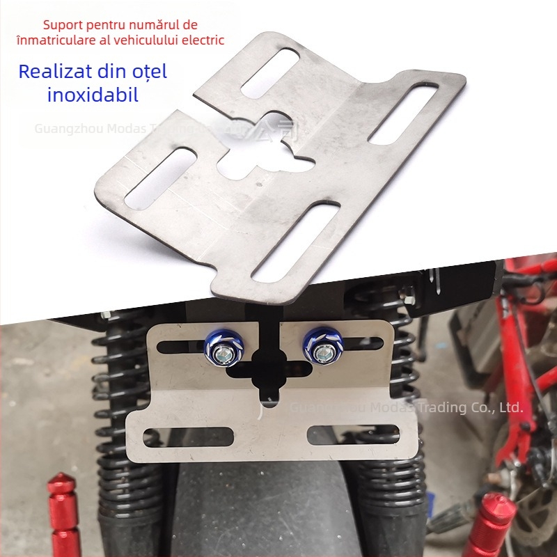 Suport pentru plăcuța de înmatriculare din oțel inoxidabil pentru vehicul electric, cu suport pentru stop spate — Xiao Niu 009