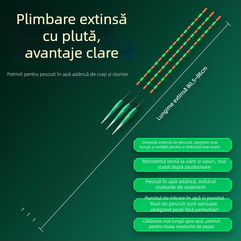 Plută de pescuit luminoasă, design dual, anti-vânt și anti-valuri, coadă groasă • Material: material compozit • Marcă: Default Item