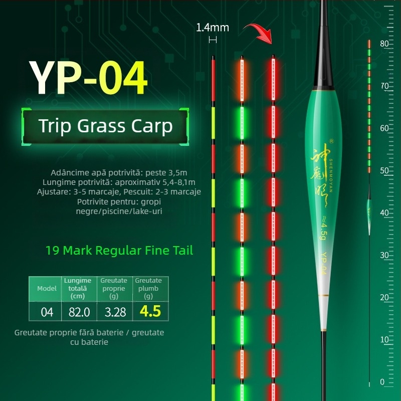 Plută de pescuit luminoasă, design dual, anti-vânt și anti-valuri, coadă groasă • Material: material compozit • Marcă: Default Item