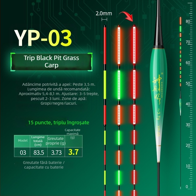 Plută de pescuit luminoasă, design dual, anti-vânt și anti-valuri, coadă groasă • Material: material compozit • Marcă: Default Item