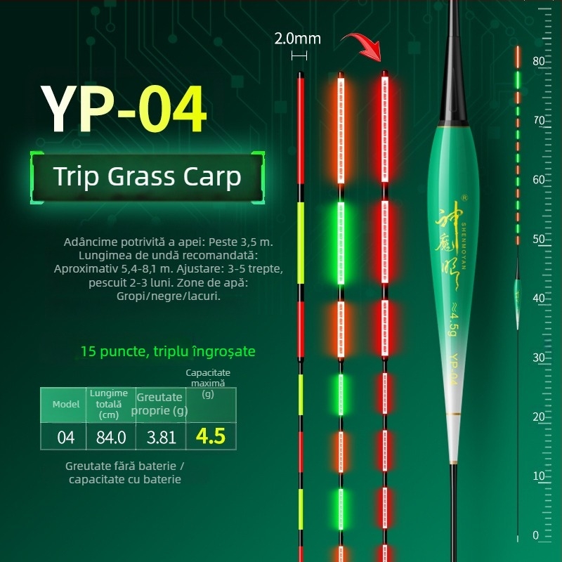 Plută de pescuit luminoasă, design dual, anti-vânt și anti-valuri, coadă groasă • Material: material compozit • Marcă: Default Item