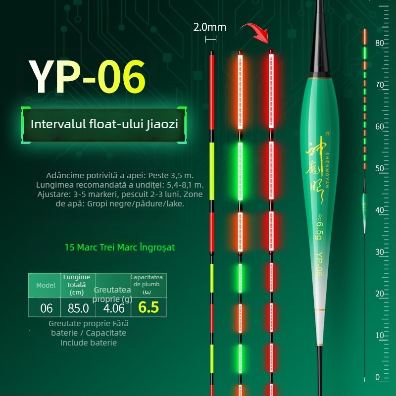 Plută de pescuit luminoasă, design dual, anti-vânt și anti-valuri, coadă groasă • Material: material compozit • Marcă: Default Item