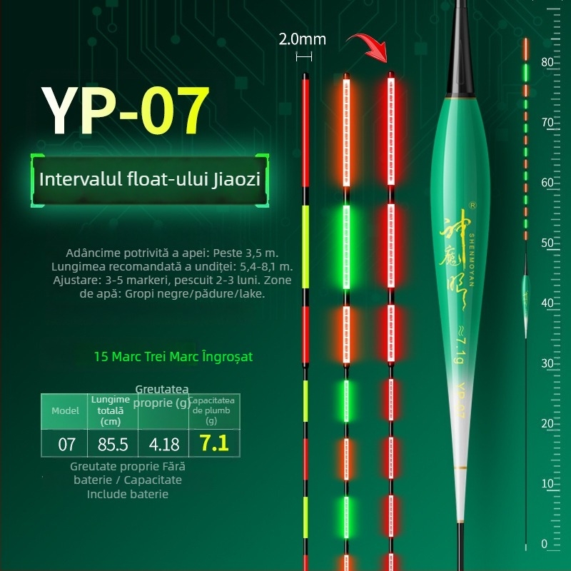 Plută de pescuit luminoasă, design dual, anti-vânt și anti-valuri, coadă groasă • Material: material compozit • Marcă: Default Item