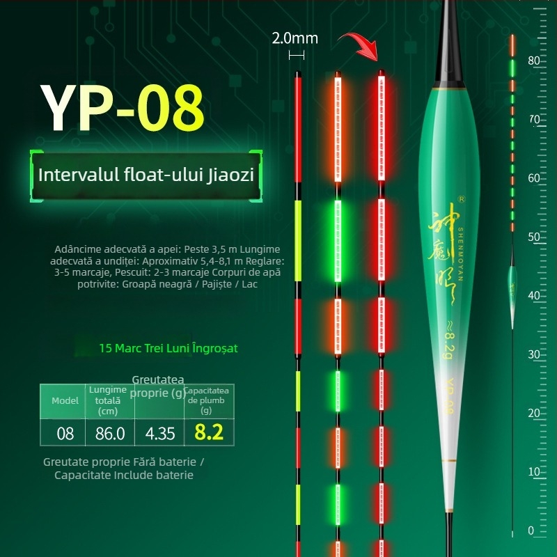 Plută de pescuit luminoasă, design dual, anti-vânt și anti-valuri, coadă groasă • Material: material compozit • Marcă: Default Item