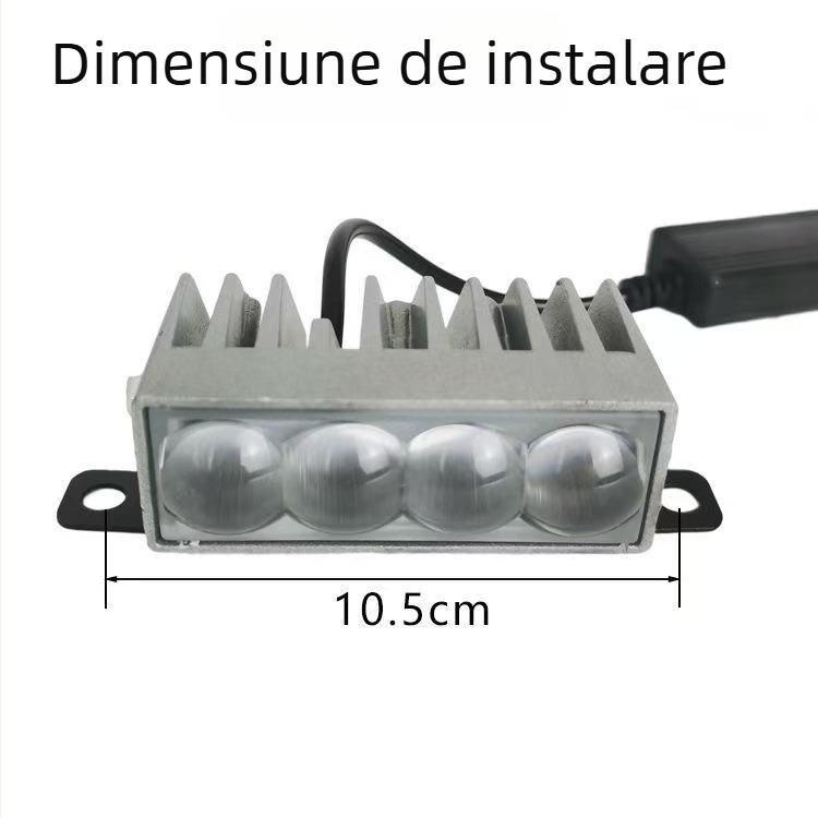 Proiector LED cu laser, cu lentile de patru elemente, pentru mașini și camioane — carcasă din aluminiu, 30W, 12–30V, compatibil universal