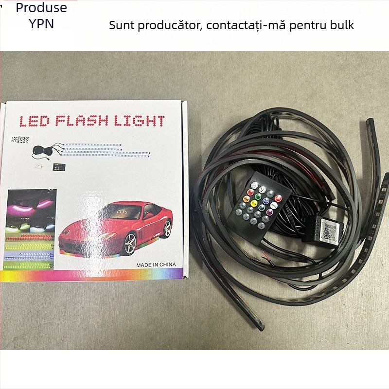 Lumină șasiu RGB pentru mașină, activare vocală, carcasă PC, 12V 1A