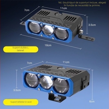 FG S301 Lumină în plasă cu trei lentile, 106W, 12V, 7A, aliaj de aluminiu