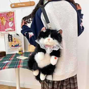 Păpușă pluş cu pisică, Pisică Rag Doll, pluș scurt cu umplutură PP bumbac, personalizare după mostră, ambalaj în pungă plasă