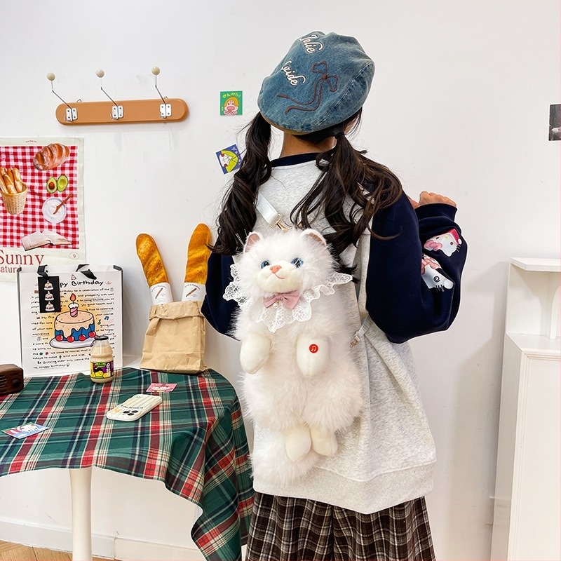 Păpușă pluş cu pisică, Pisică Rag Doll, pluș scurt cu umplutură PP bumbac, personalizare după mostră, ambalaj în pungă plasă