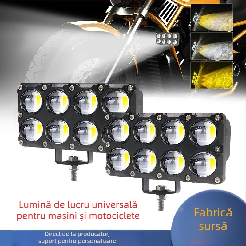 Proiector LED pentru motocicletă cu două rânduri, 33W, 12–80V, 5000–8000 lm, aluminiu, IP68