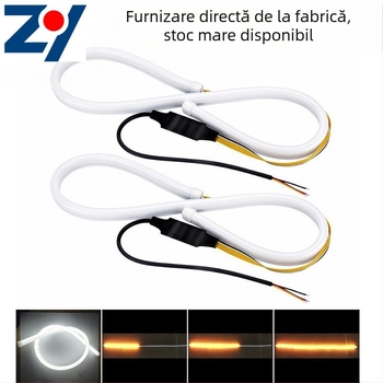 Lumină LED pentru mașină cu bandă ghidaj cu flux bidirecțional, 12V, 5W, silicon, universal