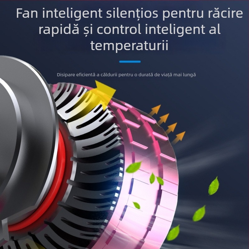 Far LED auto cu tuburi din cupru duale, putere mare, control APP, fascicul înalt/jos integrat, aliaj de aluminiu, 120W 12V 13000LM IP68