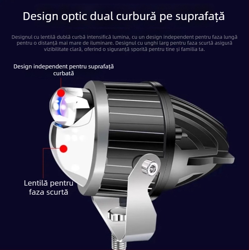 Proiector LED pentru off-road cu lentilă laser integrată: fascicul apropiat și departe, IP68 impermeabil, 12V, 100W, 5000–6500 lm