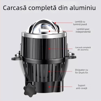 Spot LED pentru off-road cu lentilă laser și iluminare duală (55W, 12V, IP68, 5000–6500 lm)