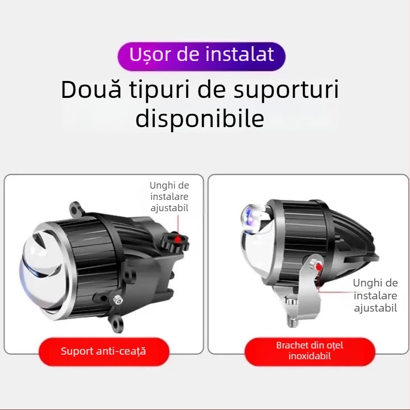 Spot LED pentru off-road cu lentilă laser și iluminare duală (55W, 12V, IP68, 5000–6500 lm)