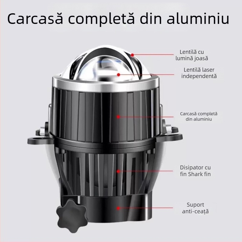 Spot LED pentru off-road cu lentilă laser și iluminare duală (55W, 12V, IP68, 5000–6500 lm)