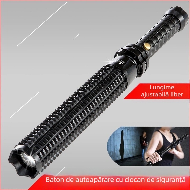 Lanternă LED pentru autoapărare, corp din aliaj de aluminiu, 10W, baterie reîncărcabilă 6800mAh, rază 200–500 m