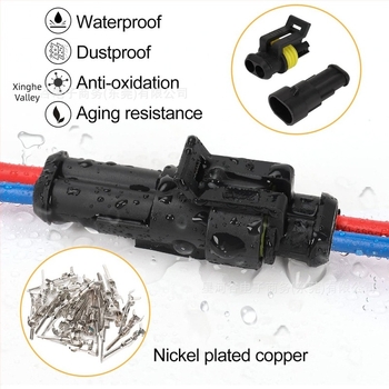 Conector auto HID Xenon pentru faruri, set impermeabil, 240 bucăți, 2 conductori, 2 pini