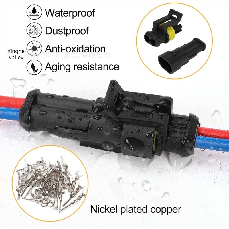 Conector auto HID Xenon pentru faruri, set impermeabil, 240 bucăți, 2 conductori, 2 pini