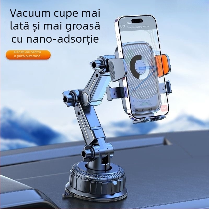 Suport pentru telefon auto cu încărcare de 5W, antișoc, montaj adeziv, compatibil cu vizorul solar, bordul și parbrizul frontal