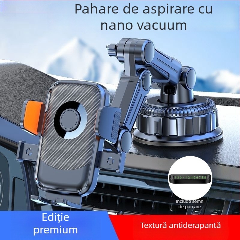 Suport pentru telefon auto cu încărcare de 5W, antișoc, montaj adeziv, compatibil cu vizorul solar, bordul și parbrizul frontal