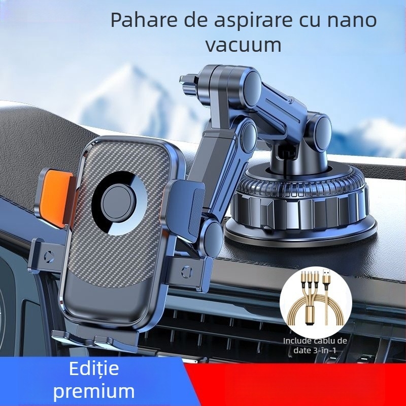 Suport pentru telefon auto cu încărcare de 5W, antișoc, montaj adeziv, compatibil cu vizorul solar, bordul și parbrizul frontal